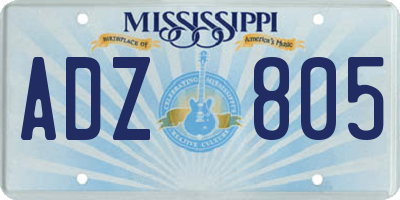 MS license plate ADZ805
