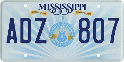 MS license plate ADZ807