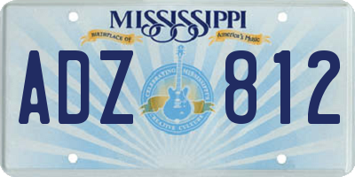 MS license plate ADZ812