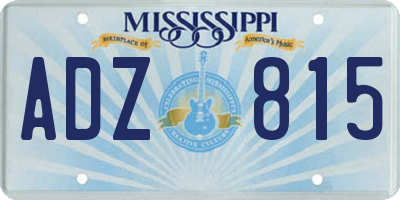 MS license plate ADZ815