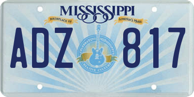 MS license plate ADZ817