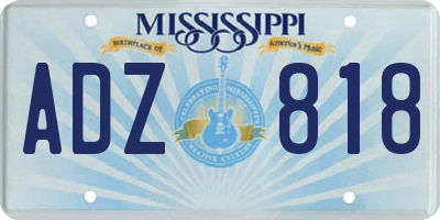 MS license plate ADZ818