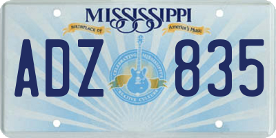 MS license plate ADZ835