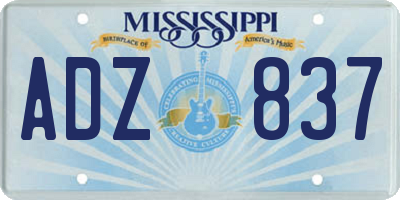 MS license plate ADZ837