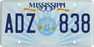 MS license plate ADZ838
