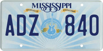 MS license plate ADZ840