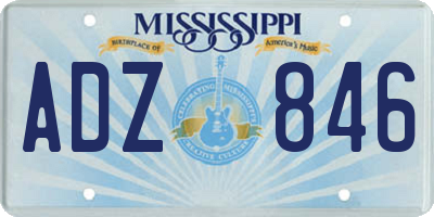 MS license plate ADZ846