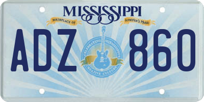 MS license plate ADZ860
