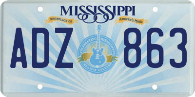 MS license plate ADZ863