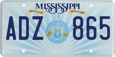 MS license plate ADZ865