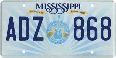 MS license plate ADZ868