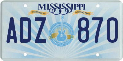 MS license plate ADZ870
