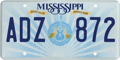 MS license plate ADZ872