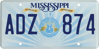 MS license plate ADZ874