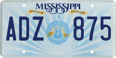 MS license plate ADZ875