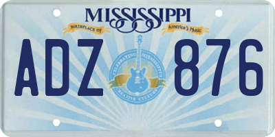 MS license plate ADZ876