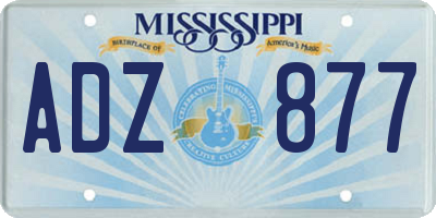MS license plate ADZ877