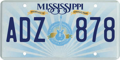MS license plate ADZ878
