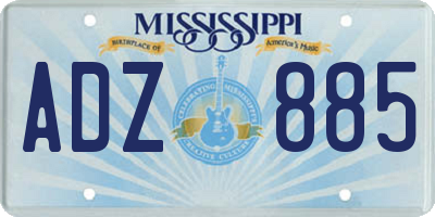 MS license plate ADZ885