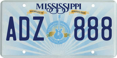 MS license plate ADZ888