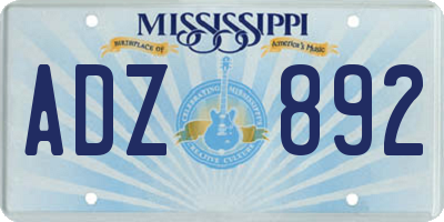 MS license plate ADZ892