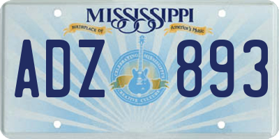 MS license plate ADZ893