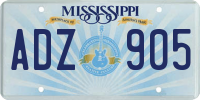 MS license plate ADZ905