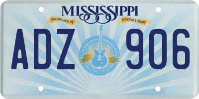 MS license plate ADZ906