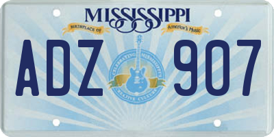 MS license plate ADZ907