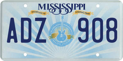 MS license plate ADZ908