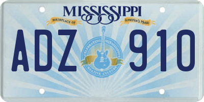 MS license plate ADZ910