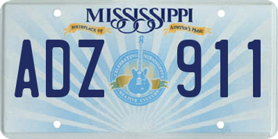MS license plate ADZ911