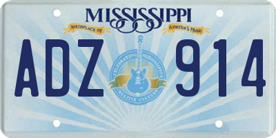 MS license plate ADZ914