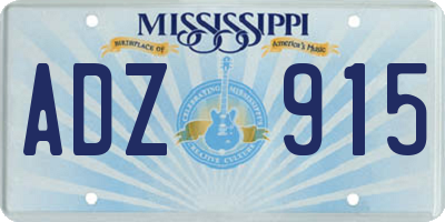 MS license plate ADZ915