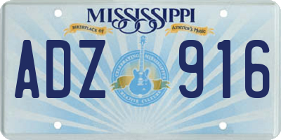 MS license plate ADZ916