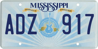 MS license plate ADZ917