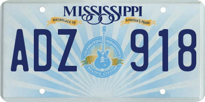 MS license plate ADZ918
