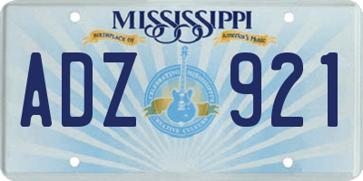 MS license plate ADZ921