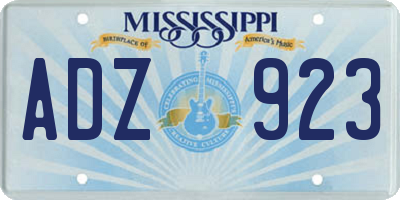 MS license plate ADZ923