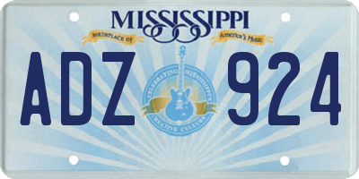 MS license plate ADZ924