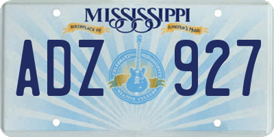MS license plate ADZ927