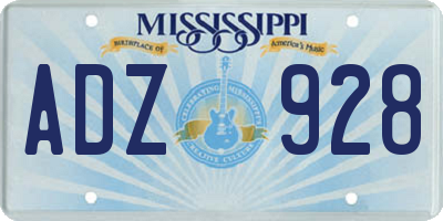 MS license plate ADZ928