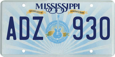 MS license plate ADZ930