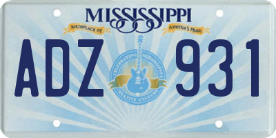 MS license plate ADZ931