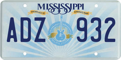 MS license plate ADZ932
