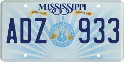 MS license plate ADZ933