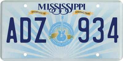 MS license plate ADZ934