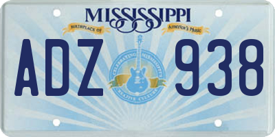 MS license plate ADZ938