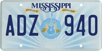 MS license plate ADZ940