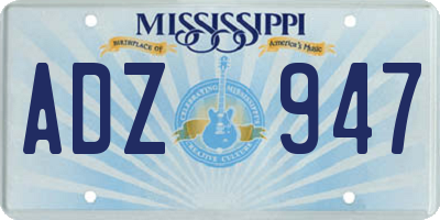 MS license plate ADZ947